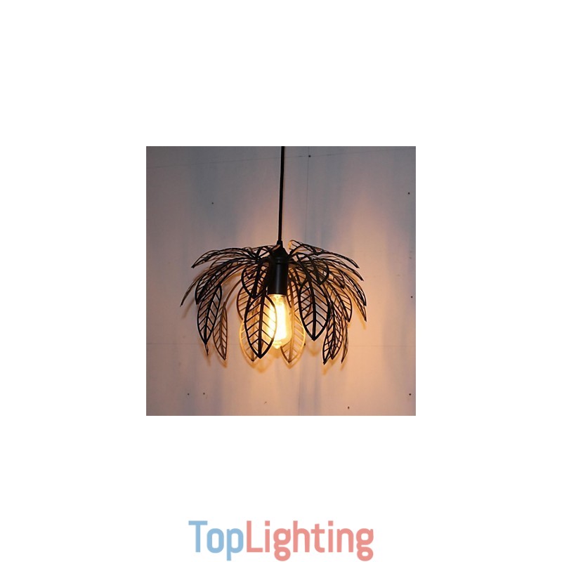 Simple Retro Single Head Leaf Shaped Iron Chandelier