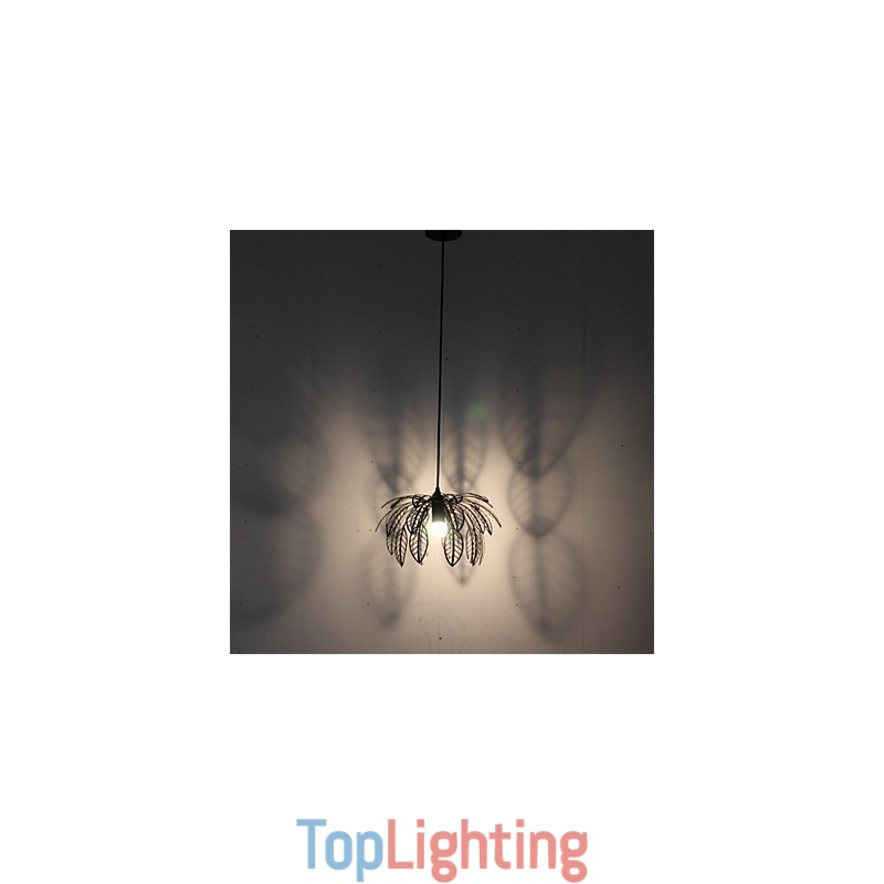 Simple Retro Single Head Leaf Shaped Iron Chandelier