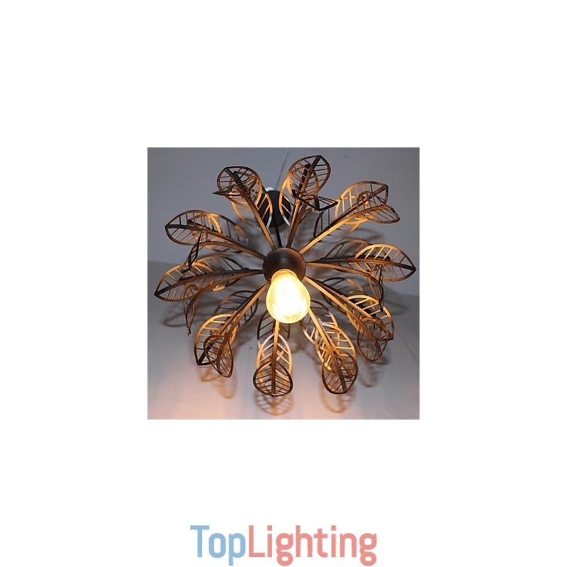 Simple Retro Single Head Leaf Shaped Iron Chandelier