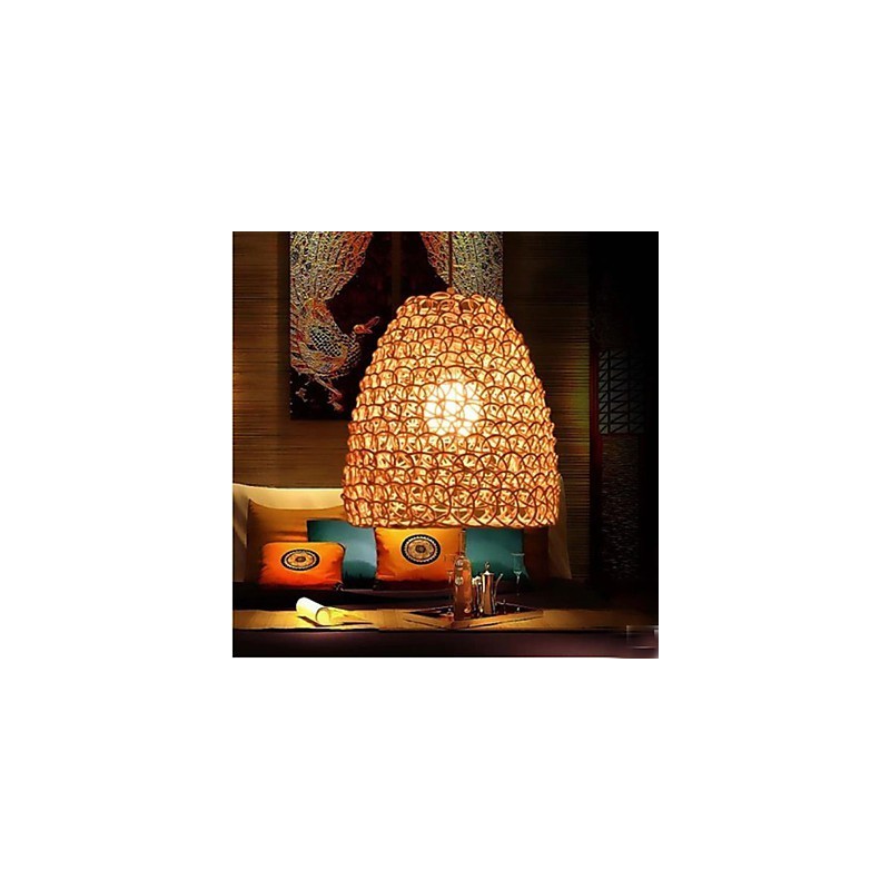 Retro Round Rattan Garden Lamp Shade