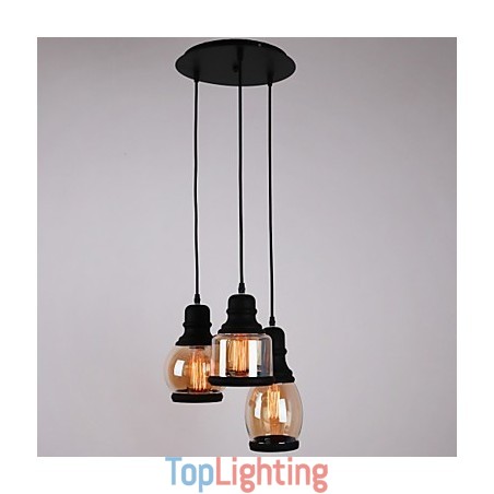 Antique Glass Shade 3 Light Artistic Minimalist Pendant Antique Glass Shade 3 Light Artistic Minimalist Pendant