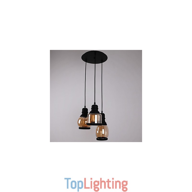 Antique Glass Shade 3 Light Artistic Minimalist Pendant