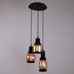 Antique Glass Shade 3 Light Artistic Minimalist Pendant