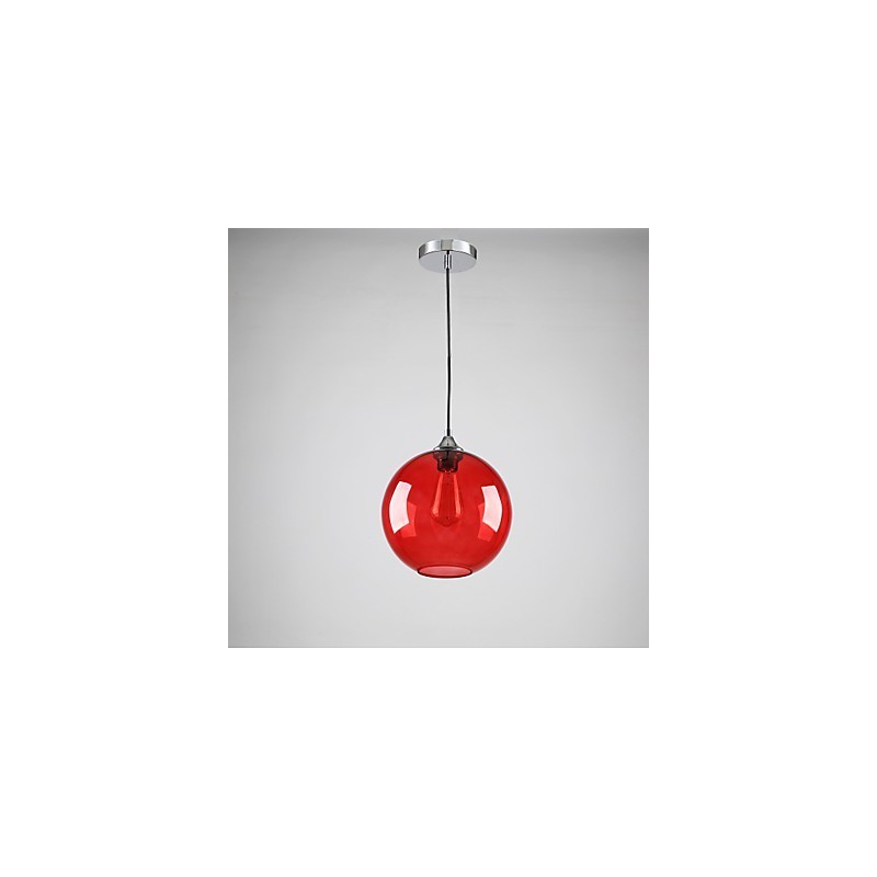 Modern Glass Pendant Light in Round Red Bubble Design
