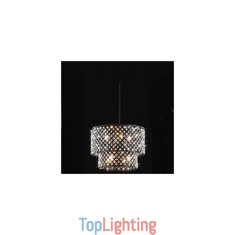 Modern Contemporary Drum Crystal Painting Pendant Light