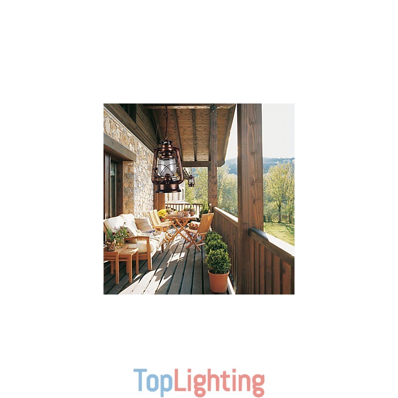 Country Lantern Mini Style Bronze Pendant Light