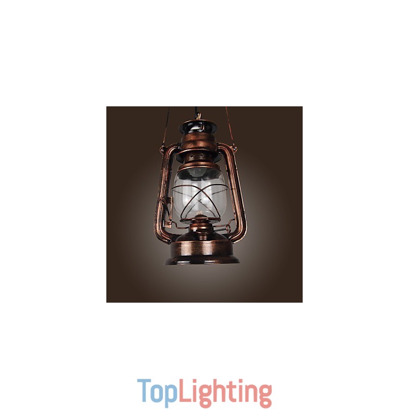 Country Lantern Mini Style Bronze Pendant Light