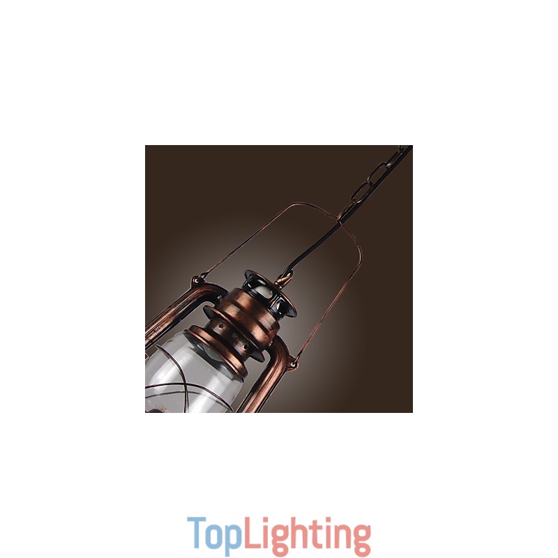 Country Lantern Mini Style Bronze Pendant Light