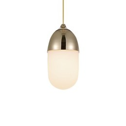 Mini Acorn Pendant Lamp 1 Light Mordern Simplicity Golden Chrome Wooden Color Finish Carbon Steel & Glass Droplight