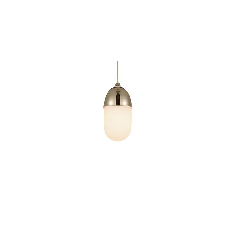 Mini Acorn Pendant Lamp 1 Light Mordern Simplicity Golden Chrome Wooden Color Finish Carbon Steel & Glass Droplight