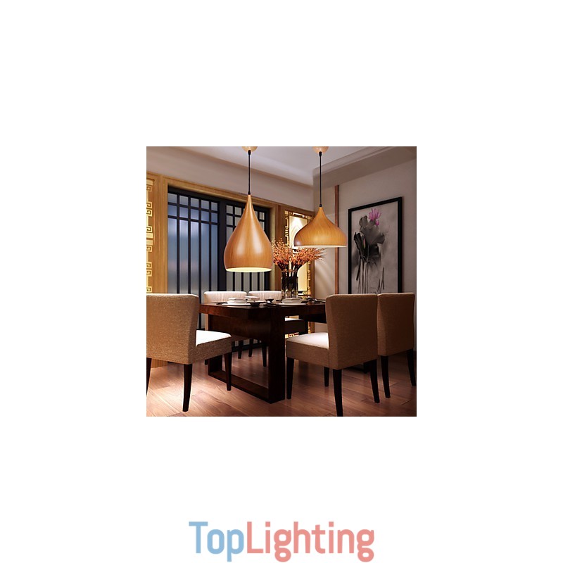 Retro Pendant Light Wood Grain Metal Cafe pendant lamps