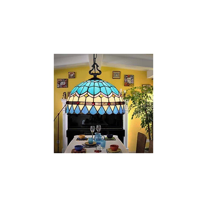 European Rural Creative Arts Stained Glass Chandelier Restoring Ancient Ways Lamp Light