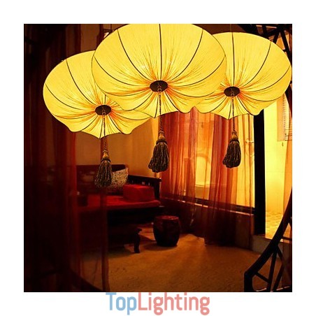 Creative Round Big Red Lantern Lotus Leaf Wedding Festival Cloth Art Chandelier Lamp Light Creative Round Big Red Lantern Lotus Leaf Wedding Festival Cloth Art Chandelier Lamp Light