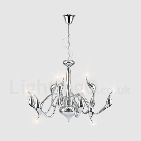 12 Light Modern Swan Chrome Metal Chandelier Pendant Light 12 Light Modern Swan Chrome Metal Chandelier Pendant Light