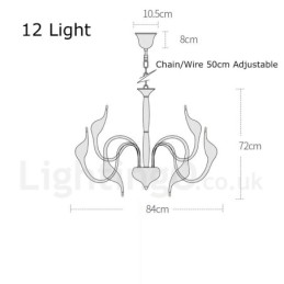 12 Light Modern Swan Chrome Metal Chandelier Pendant Light