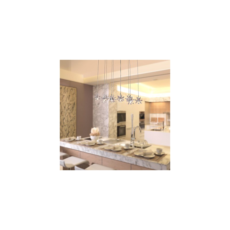 Modern Contemporary Crystal Chrome Metal Pendant Light