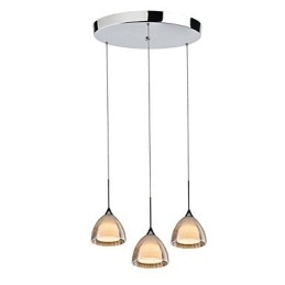 3 Light Two layer Pendant Island Light Crack Glass Polished Chrome