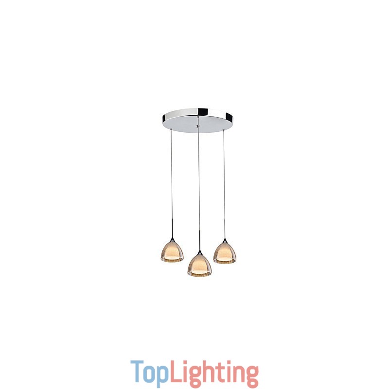 3 Light Two layer Pendant Island Light Crack Glass Polished Chrome