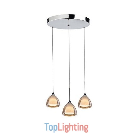 3 Light Two layer Pendant Island Light Crack Glass Polished Chrome