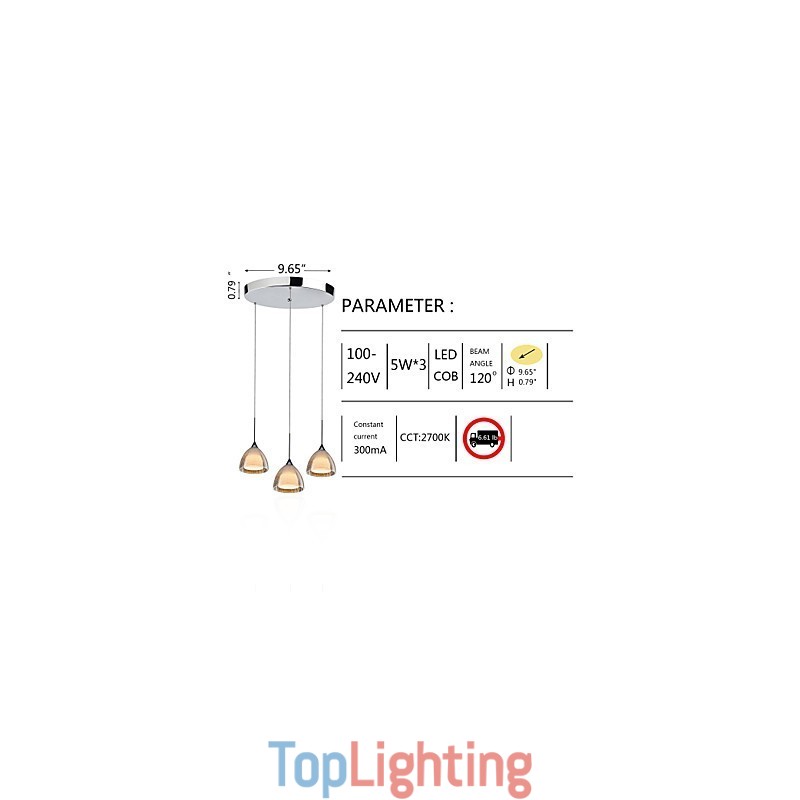 3 Light Two layer Pendant Island Light Crack Glass Polished Chrome