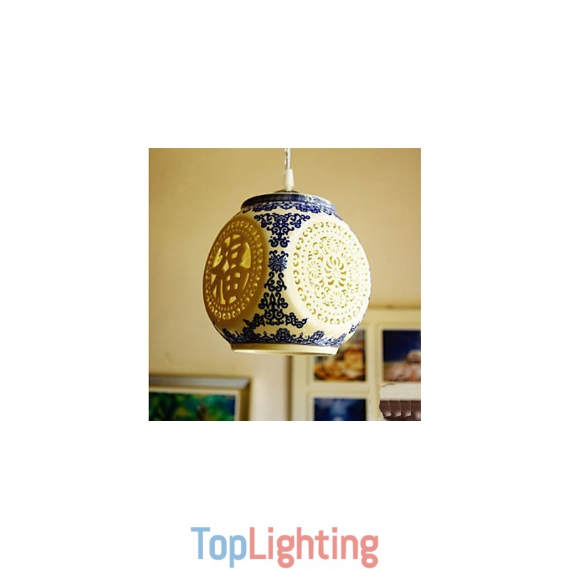 Retro Ceramic lamp lamp Stairs Blue Single Head Chandelier Creative