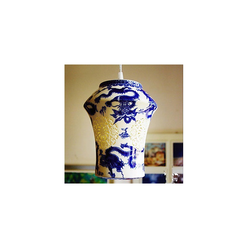 Retro Ceramic lamp lamp Stairs Blue Single Head Chandelier Creative