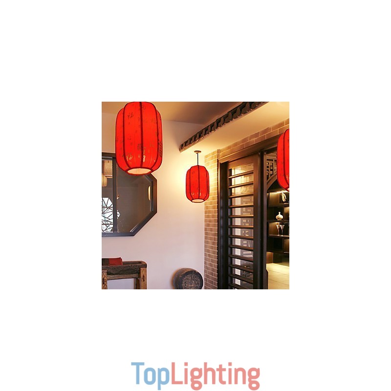 Archaize Sheepskin Red Lanterns Porch Droplight Lamp Light