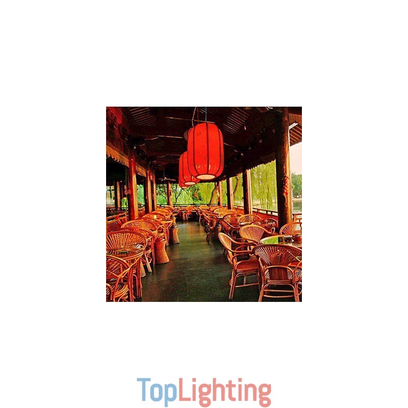 Archaize Sheepskin Red Lanterns Porch Droplight Lamp Light