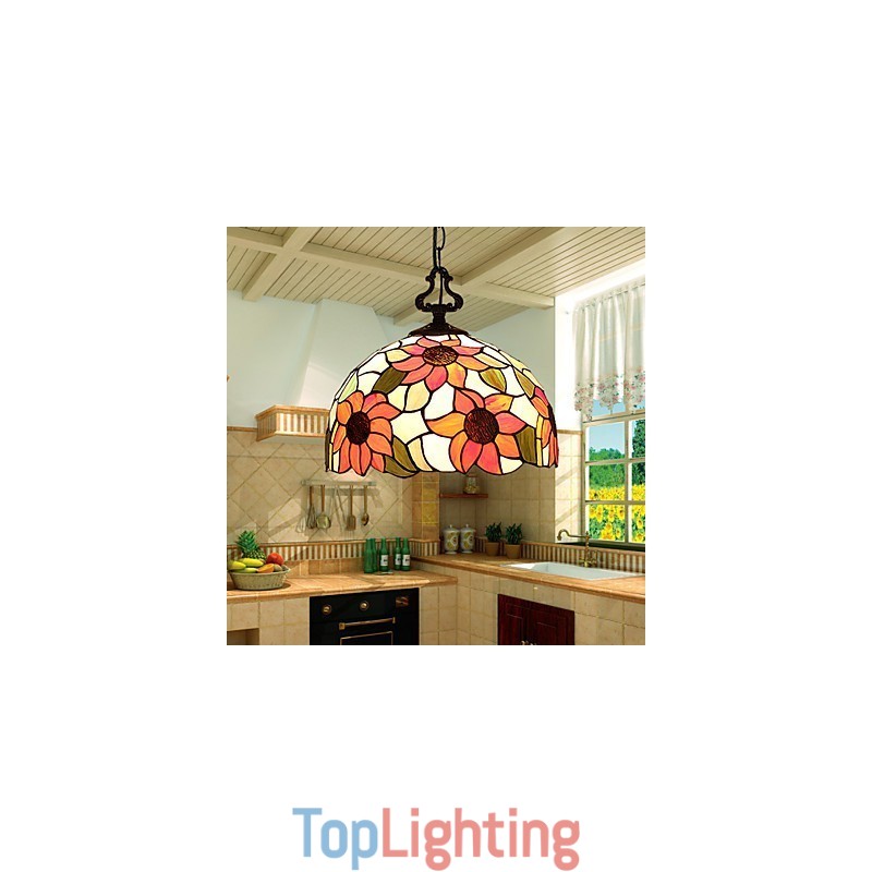 European Rural Creative Arts Stained Glass Chandelier Restoring Ancient Ways Lamp Light
