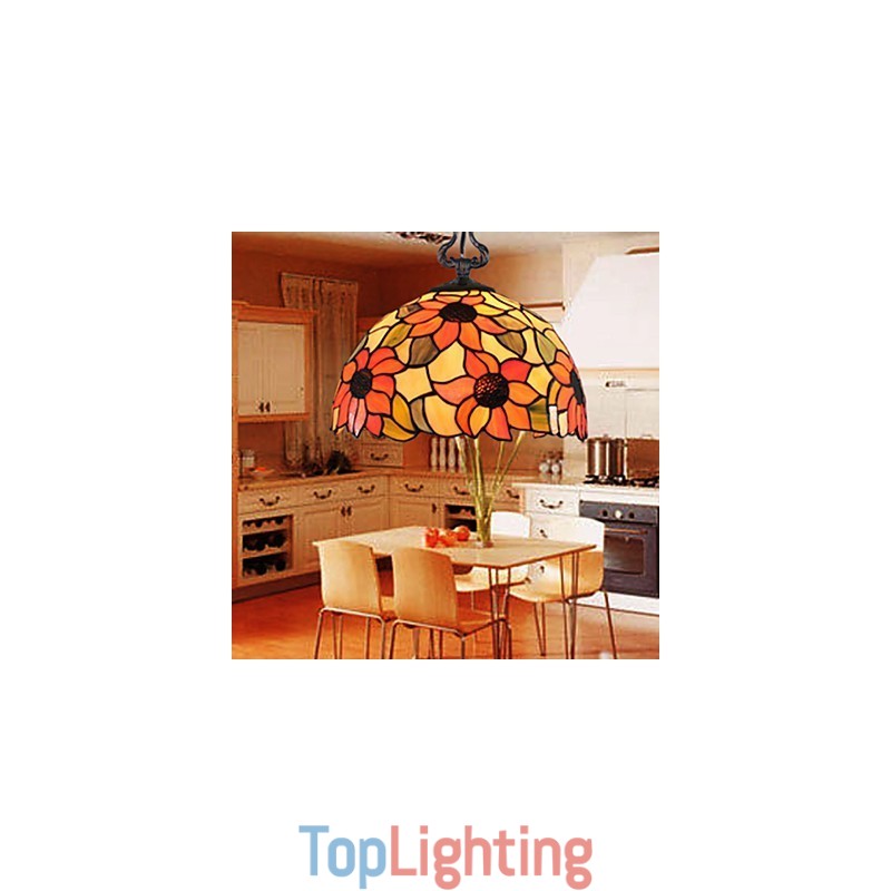 European Rural Creative Arts Stained Glass Chandelier Restoring Ancient Ways Lamp Light