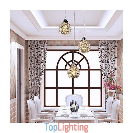 Modern Contemporary Crystal Electroplated Metal Pendant Light Modern Contemporary Crystal Electroplated Metal Pendant Light