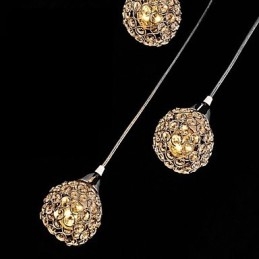 Modern Contemporary Crystal Electroplated Metal Pendant Light