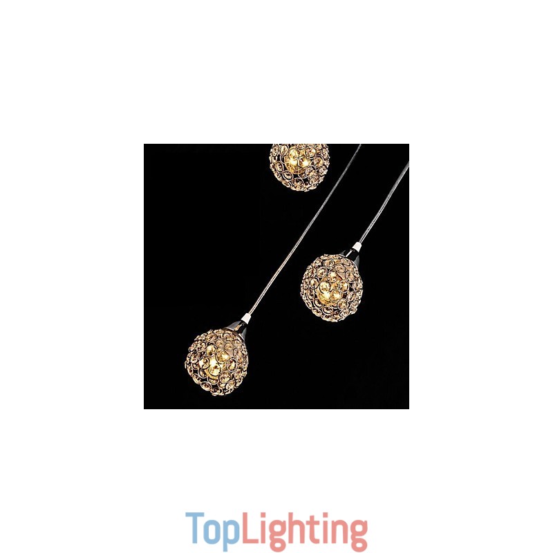 Modern Contemporary Crystal Electroplated Metal Pendant Light
