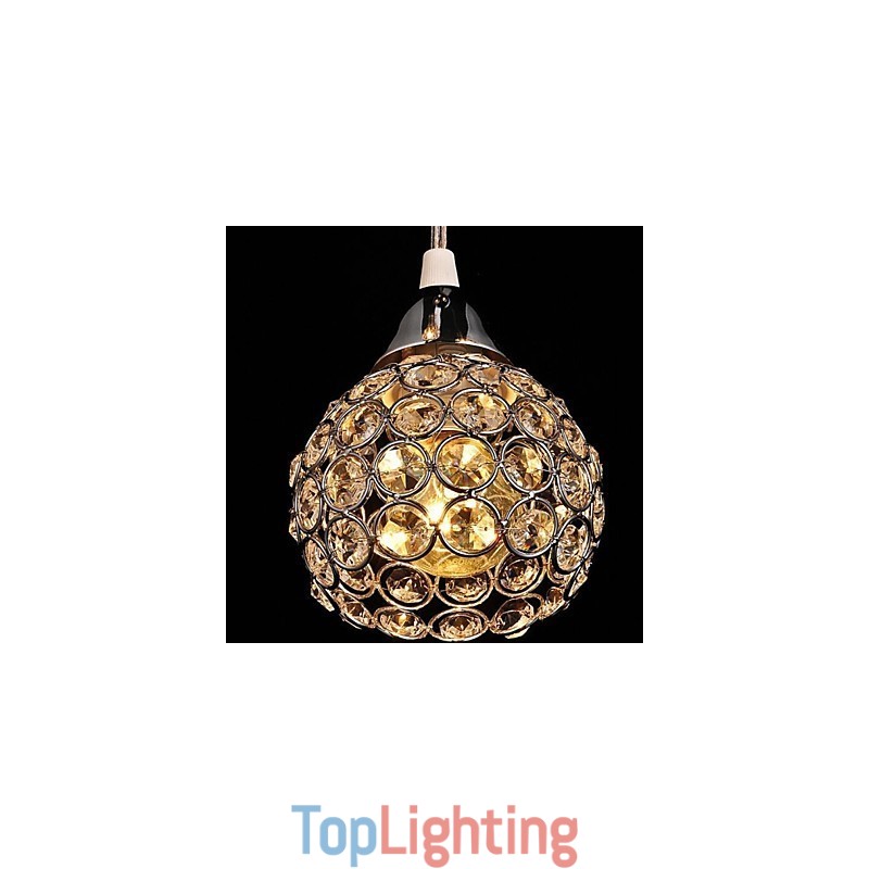 Modern Contemporary Crystal Electroplated Metal Pendant Light