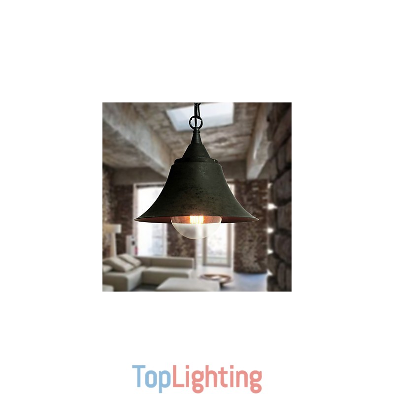 Medium Vintage Matte Black Bell Shape Metal Pendant Light