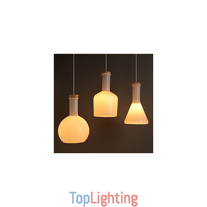 Contemporary And Contracted Creative Magic White Glass Bottle Line Droplight