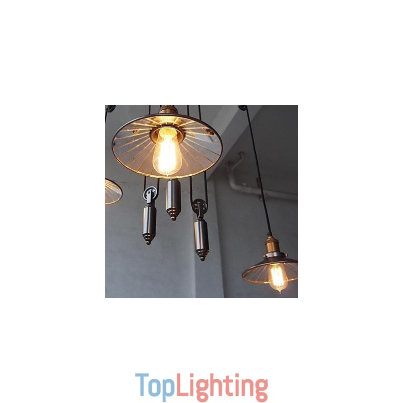 Vintage Country Mini Style Painting Metal Chandelier
