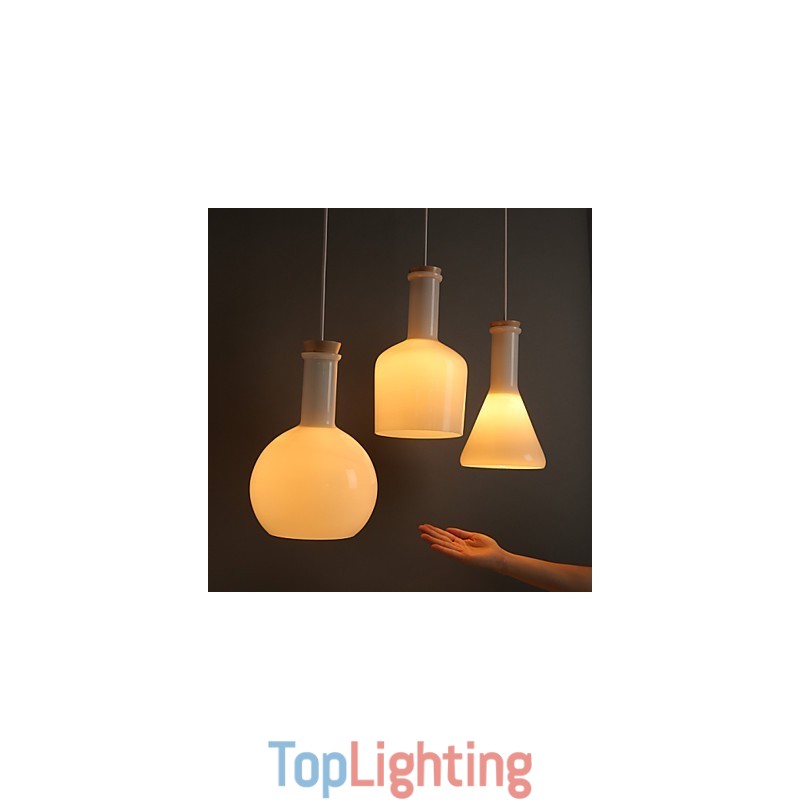 Contemporary And Contracted Creative Magic White Glass Bottle Line Droplight