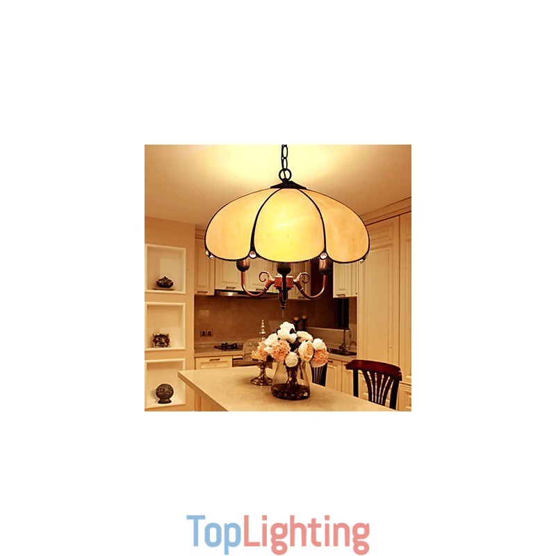 European Rural Creative Arts Stained Glass Chandelier Restoring Ancient Ways Lamp Light