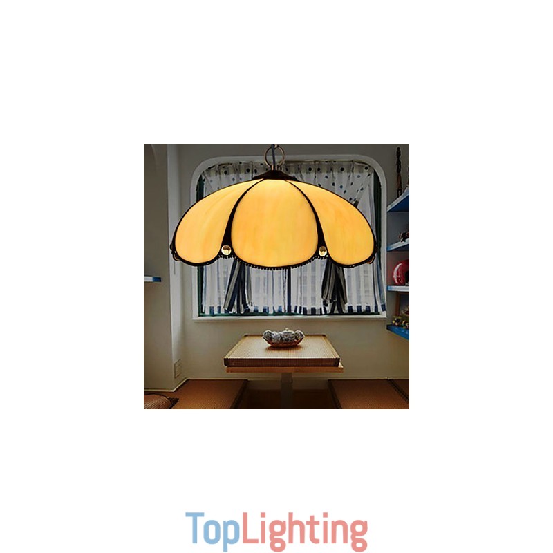 European Rural Creative Arts Stained Glass Chandelier Restoring Ancient Ways Lamp Light