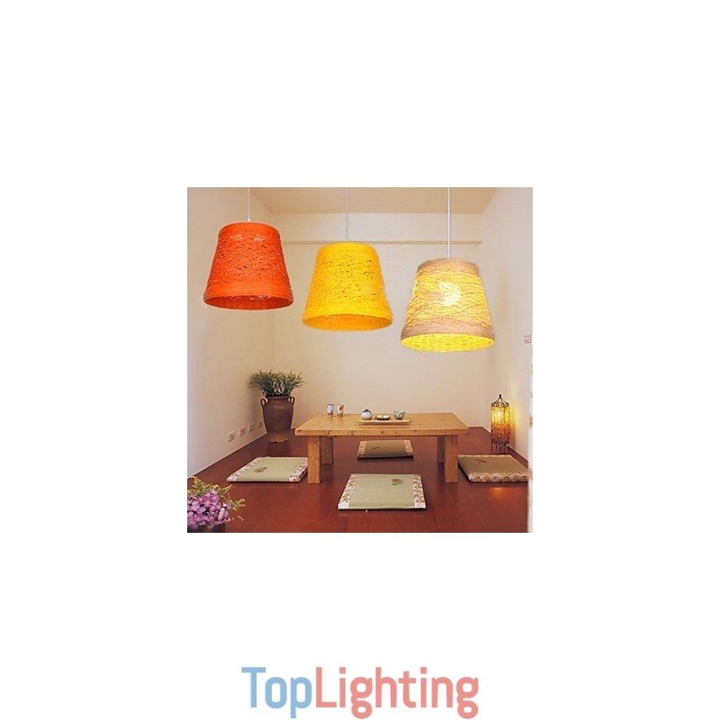 Modern Rural Cany Art Woven Rattan Single Head Droplight Lamp