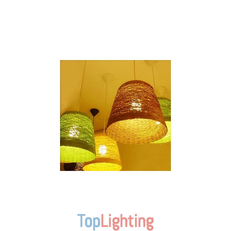Modern Rural Cany Art Woven Rattan Single Head Droplight Lamp