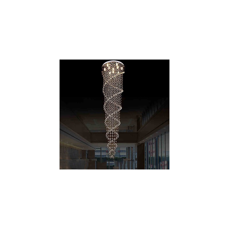 Ceiling Chandelier Lights Pendant Light Lighting Fixtures with K9 Crystal Double Spiral D70CM H300CM