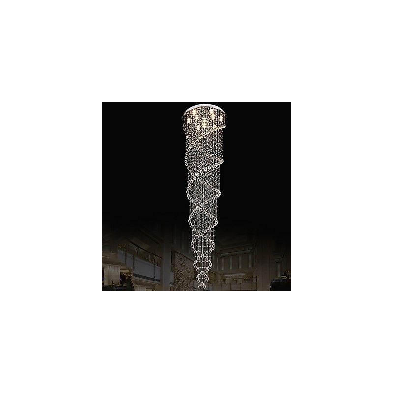 Ceiling Chandelier Lights Pendant Light Lighting Fixtures with K9 Crystal Double Spiral D70CM H300CM