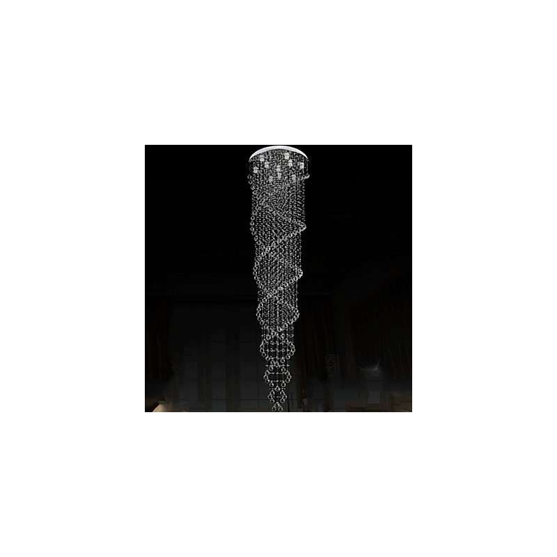Ceiling Chandelier Lights Pendant Light Lighting Fixtures with K9 Crystal Double Spiral D70CM H300CM