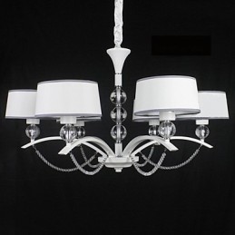 Modern Contemporary Crystal Chrome Fabric Chandelier