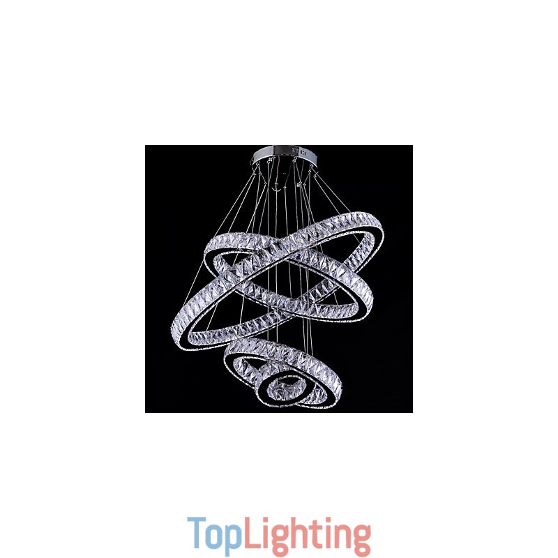 Crystal Pendant Light Ceiling Lamp Chandelier Lighting Fixtures with 4 Rings