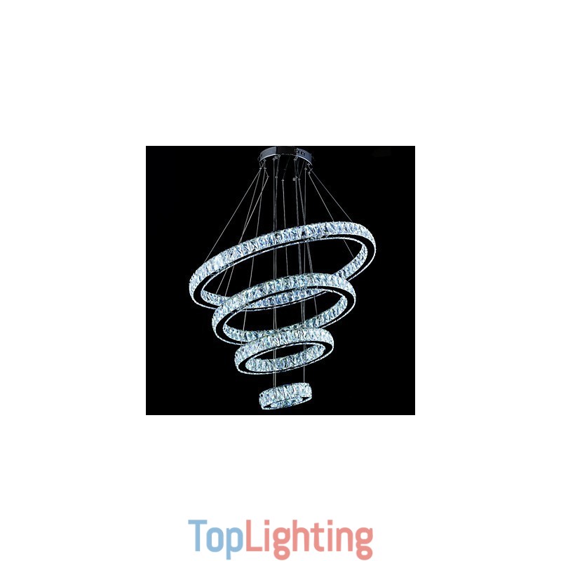 Crystal Pendant Light Ceiling Lamp Chandelier Lighting Fixtures with 4 Rings