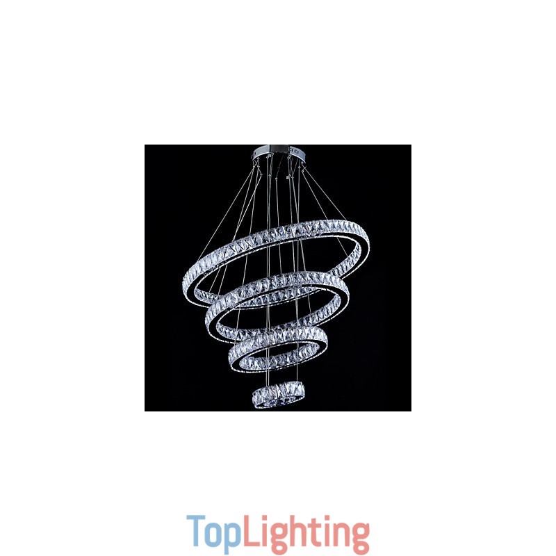 Crystal Pendant Light Ceiling Lamp Chandelier Lighting Fixtures with 4 Rings