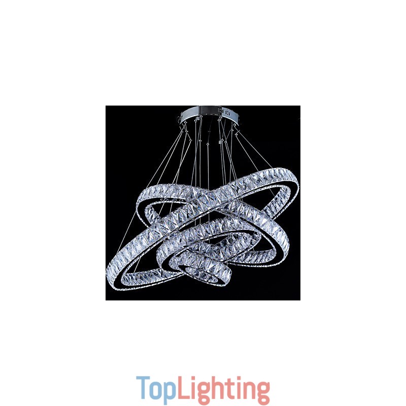 Crystal Pendant Light Ceiling Lamp Chandelier Lighting Fixtures with 4 Rings